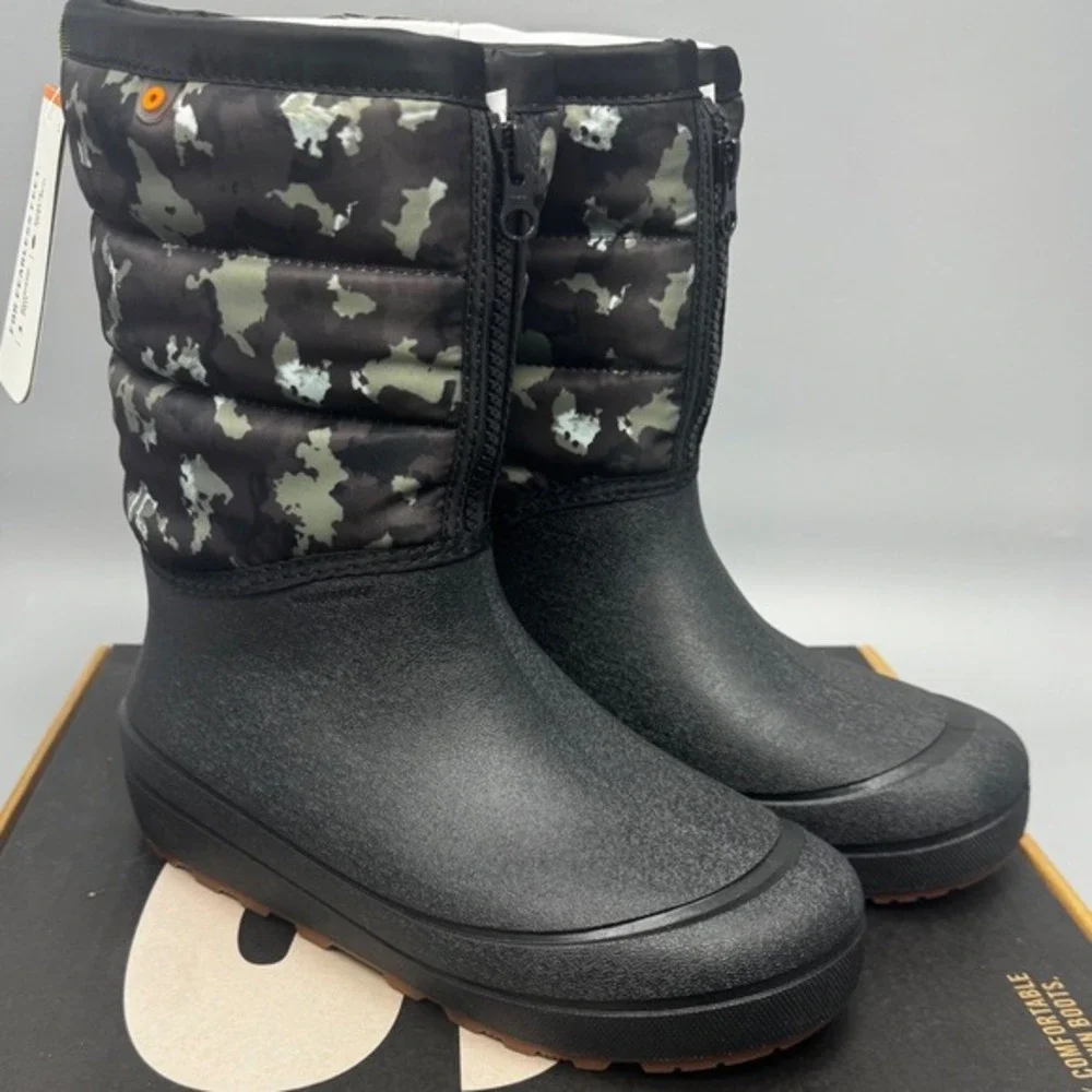 NEW‎ Bogs Snow Shell Zip CT Kids Size 6 Black Multi Camo Waterproof Winter Boots